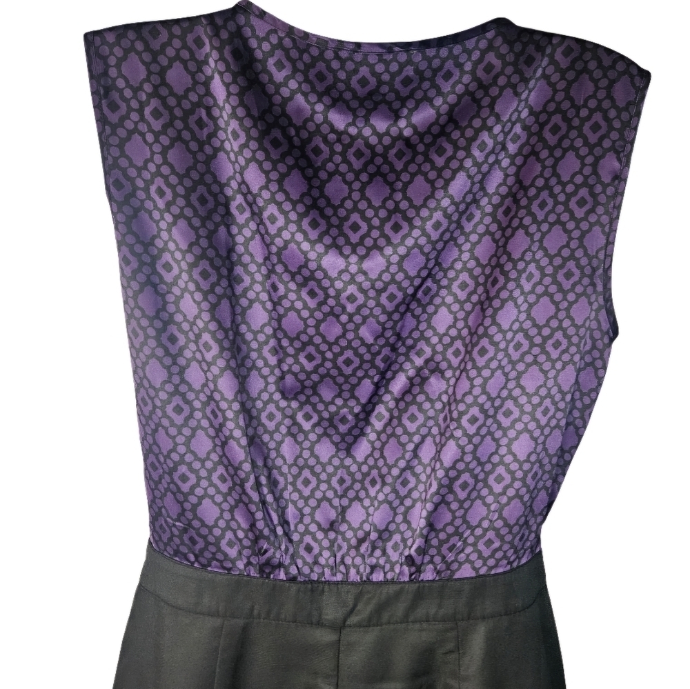 0005 Banana Republic Sleeveless Dress  Purple Black Party Office Workwear Size 4 - Picture 6 of 14